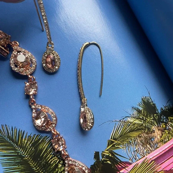 Givenchy Pink Crystal Flex Bracelet W/Earrings